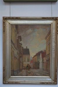 Scene De Rue Et Charrette Tiree Par Un Cheval
