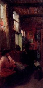 The Drawingroom Conversation by Josef Karel Frans Posenaer