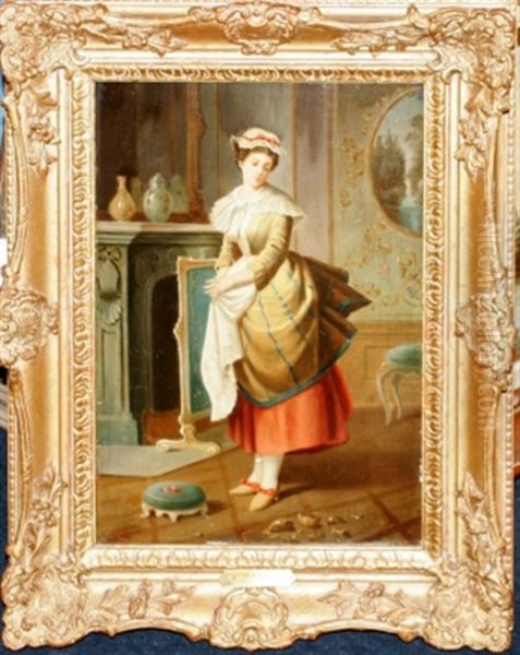 Woman Gazing Upon Broken Vase - view 1