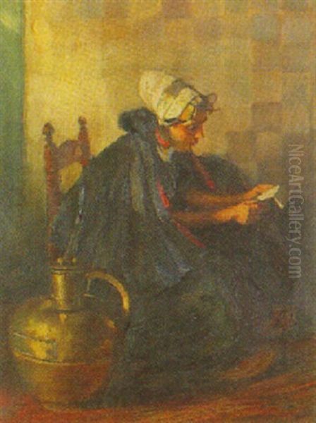 Interieur Mit Lesendem Hollandischen Madchen - view 1