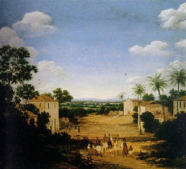 View Of A Group Of Buildings In Brazil With Townsfolk - view 1