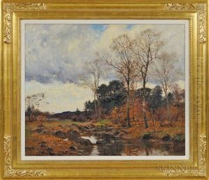 Late Fall Landscape With Stream by William Merritt Post