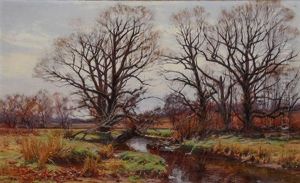 Winter Landscape With Stream by William Merritt Post