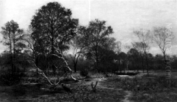Autumn Landscape With Geese By The Stream - view 1
