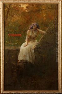 Young Woman In The Garden by Luca Postiglione