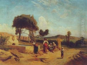 Paesaggio Con Lavandaie Alla Fontana