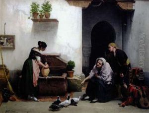 Famille Espagnole Pres D'une Fontaine by Gerritt Postma