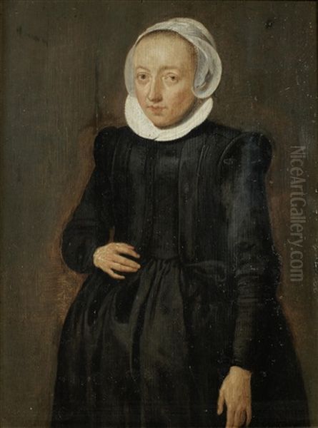 Portrait Of A Lady, In A Black Dress And A White Lace Cap - view 1