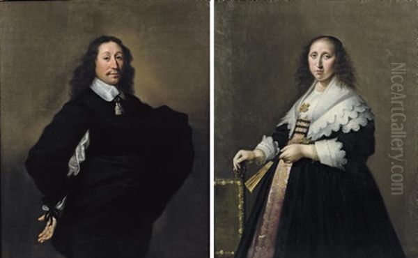 Portrait Of A Gentleman (+ Portrait Of A Lady, In An Embroidered Dress; Pair) - view 1