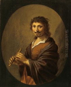 Bildnis Einer Jungen Frau Mit Bluten In Den Handen (+ Bildnis Des Renaissancedichters Joost Van Den Vondel?; Pair) by Hendrick Gerritsz. Pot