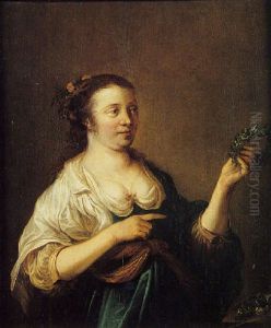 Portrait D'une Jeune Femme Tenant Une Corbeille Portrait D'une Jeune Femme Tenant Une Corbeille