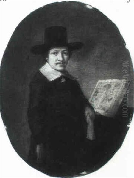 Portrait Of A Gentleman Near An Atlas On A Table - view 1