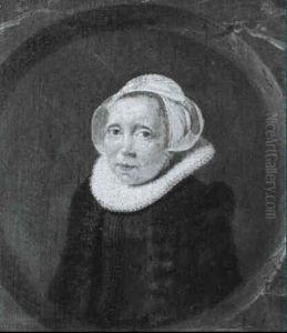A Portrait Of A Lady, Half-length, Wearing A Wheel Ruff & Linen Cap... by Hendrick Gerritsz. Pot