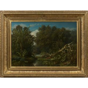 Paysage Probablement De Madagascar Anime D'aigrettes Garzettes by Adolphe Martial Potemont