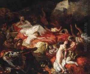 The Death Of Sardanapalus (after Delacroix) by Louis Henri Hippolyte Poterlet