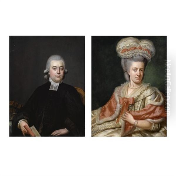 A Portrait Said To Be Of Jacob Henri Vernede, Wearing A Black Coat With A White Collar, Holding A Book (+ A Portrait Said To Be Of His Wife, Petronella Jeanne Du Peyrou, Wearing A White Dress Wit - view 1