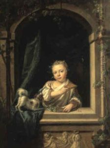 Kleines Waffelessendes Madchen Mit H_ndchen In Einem Fensterbogen by Hendrik Pothoven