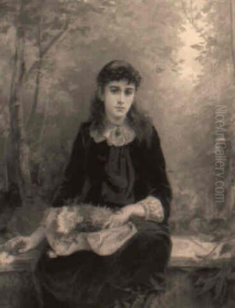 Portrait Of A Girl, With A Flower Covered Hat - view 1