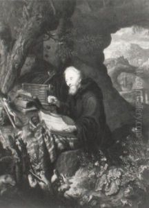 A Monk At Prayer In A Grotto by Laslett John Pott