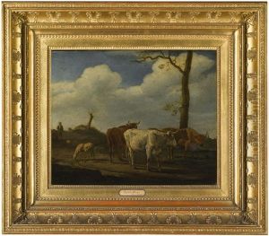 Cattle And Sheep With Herdsmen In A Landscape by Paulus Potter