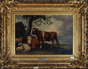 Un Paysage Animalier D"une Rare Qualite D"execution Et Ville A L"arriere-plan Un Paysage Animalier D"une Rare Qualite D"execution Et Ville A L"arriere-plan