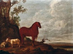 Cheval Pres De Deux Chevres Cheval Pres De Deux Chevres