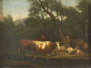 Weidelandschaft Mit Kuhen Und Schafen by Paulus Potter
