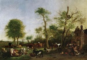 Viehherde Vor Einem Gehoft by Paulus Potter