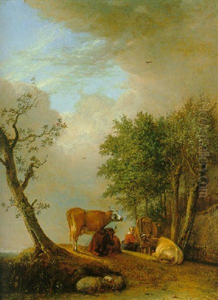 A Landscape With A Milkmaid And Her Cattle - view 1