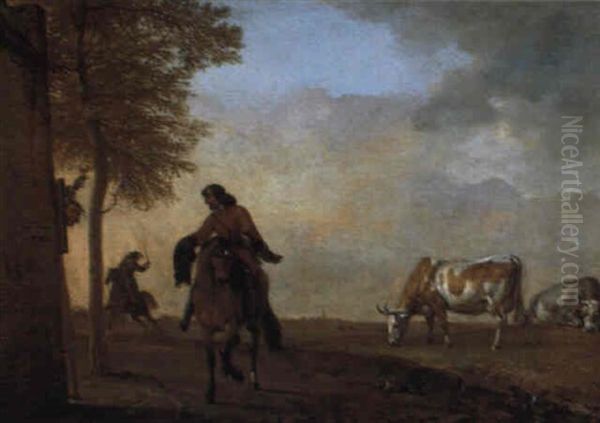 Ein Vornehmer Reiter Wird Von Einem Bauern Begrust - view 1