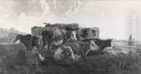 A River Landscape With A Figure And Cattle - view 1