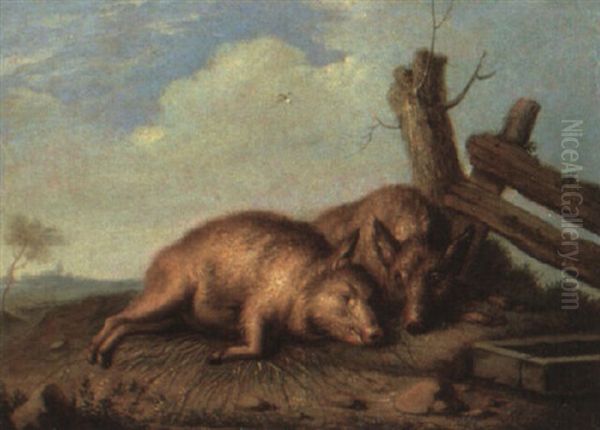 Rastende Schweine - view 1