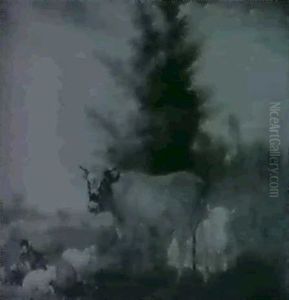 Cattle And Goats In A Wooded Landscape by Paulus Potter