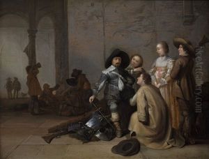 A 'kortegaardje", A Guardroom Scene With An Officer Seated Surrounded By Soldiers And Women In Colourful Dress