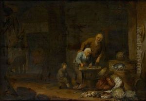 Bauerin Bei Der Zubereitung Von Fischen Bauerin Bei Der Zubereitung Von Fischen