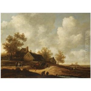 A Dune Landscape With A Farmer With His Horse-drawn Cart, Other Figures Conversing On A Path Near A Barn A Dune Landscape With A Farmer With His Horse-drawn Cart, Other Figures Conversing On A Path Near A Barn