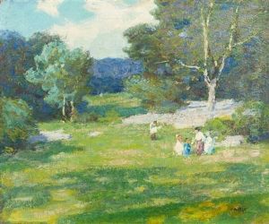 Children In Meadow by Edward Henry Potthast
