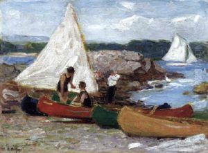 Canoes And Sailboats by Edward Henry Potthast