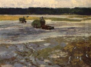 Haycart And Oxenn Wading Through Water Haycart And Oxenn Wading Through Water