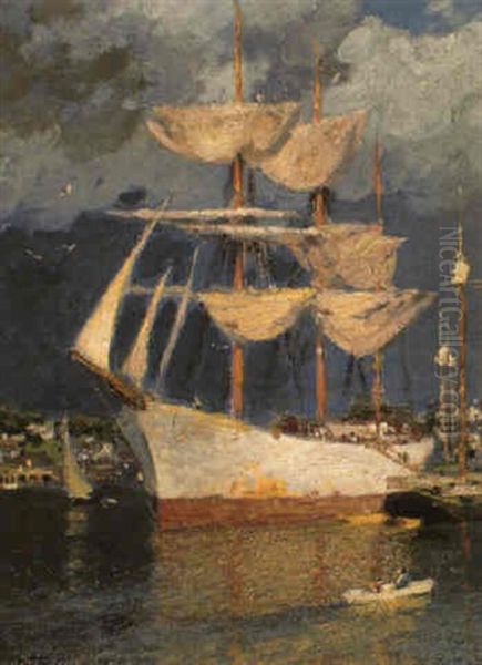 Masted Ship In Harbour - view 1