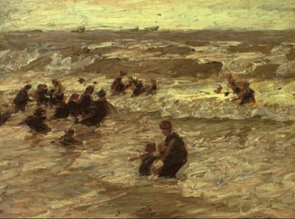 Bathers Wading In The Surf - view 1