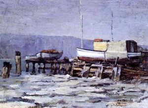 Waiting For Sunrise, Yonkers Yacht Club, The Palisades by Edward Henry Potthast