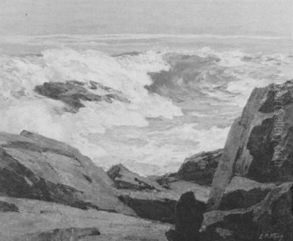 Surf Breaking On Rocky Shore - view 1