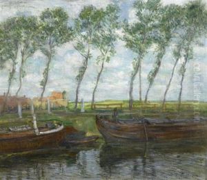 Uferlandschaft Mit Booten Uferlandschaft Mit Booten