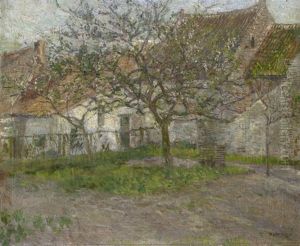 Dicht Gedrangte Bauernhauser In Petzow Mit Vorgarten Und Baum Dicht Gedrangte Bauernhauser In Petzow Mit Vorgarten Und Baum