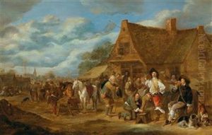 Peasants And Soldiers In Front Of A Tavern