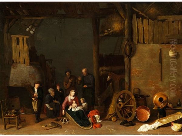 Hollandisches Scheuneninterieur Mit Genreszene - view 1