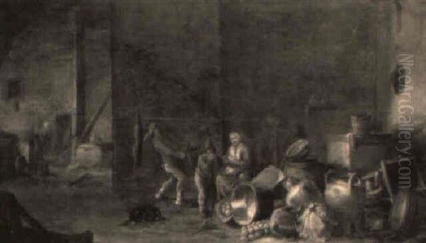 A Peasant Woman Peeling Turnips In A Barn - view 1