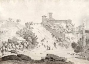 Vue D'un Chateau En Italie. by Antoine Felix Boisselier