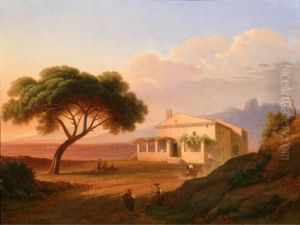 Vue Prise Au Pin Pres Le Mas De Velu, Environs De Marseille - 1852 - Hsp - Sbg Et Date - Contresigne Et Designe Au Dos - 34 X 45 Cm